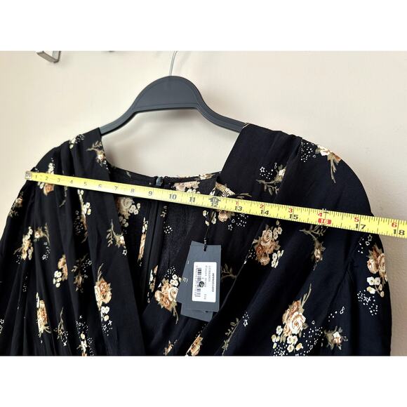 $415 Maje Floral Bohemian Mini Dress Womens Size 34 V Neck Long Puff Sleeves NWT - Picture 6 of 8